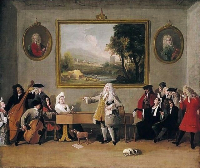 <i>Prova di un'opera</i>, olio su tela di Marco Ricci (1709).<br>Nicola Grimaldi (Nicolino) è al centro che canta.<span></span><i>Prove di un'opera</i>, oil on canvas by Marco Ricci (1709).<br>Nicola Grimaldi (Nicolino) is singing standing in the middle (center).