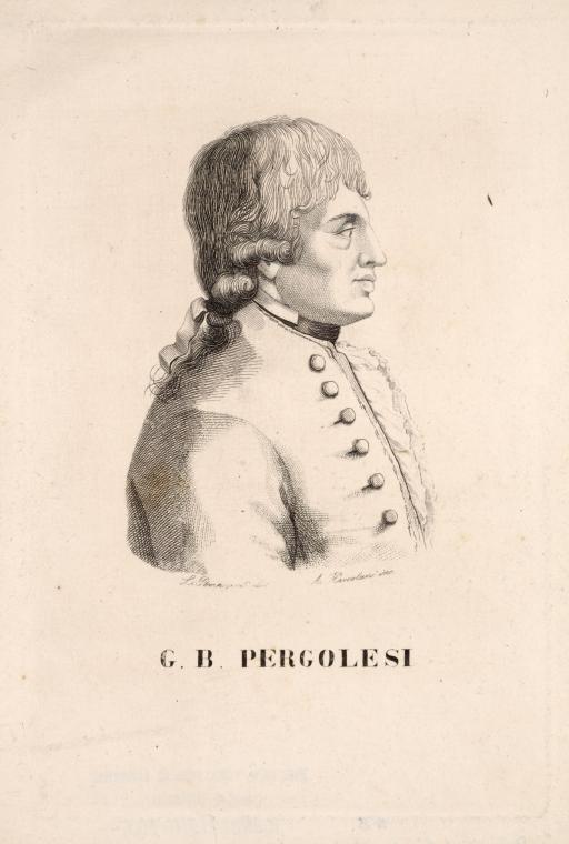 Incisione con iscrizione «G.B. PERGOLESI».<span></span>Engraving with inscription «G.B. PERGOLESI».