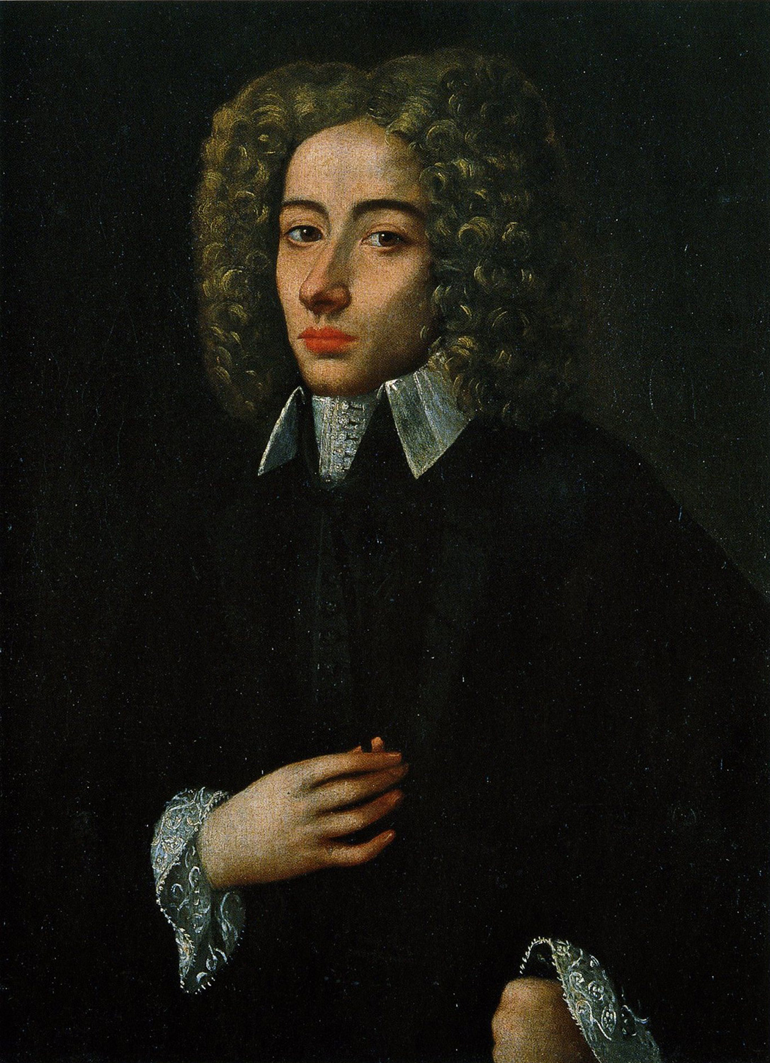 <i>Ritratto di Giovan Battista Pergolesi</i>, dopo il restauro.<br>Olio su tela realizzato da Domenico Antonio Vaccaro nel XVIII sec.<br>Napoli, Conservatorio di San Pietro a Majella<span></span><i>Portrait of Giovanni Battista Pergolesi</i>, after restoration.<br>Oil on canvas made by Domenico Antonio Vaccaro in the eighteenth century.<br>Naples Conservatorio of San Pietro a Majella.